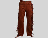 Men's Cowboy Native American Brown Fringe Suede Leather Pant