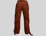 Men's Cowboy Native American Brown Fringe Suede Leather Pant