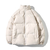 Parkas Thicken Warm Coat Stand Collar Jackets Solid Color Winter Fashion New Streetwear