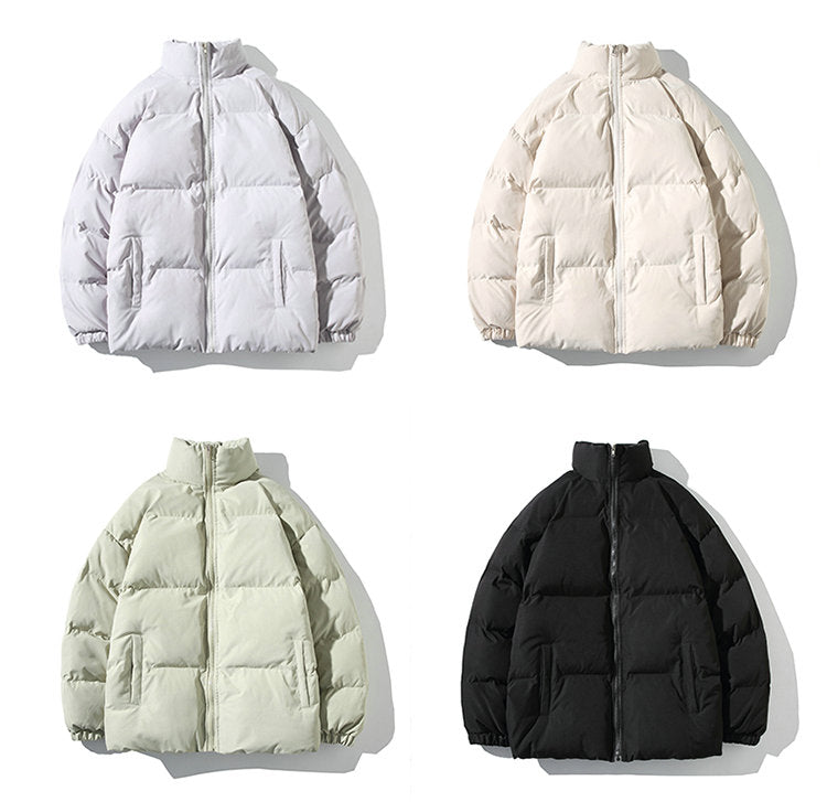 Parkas Thicken Warm Coat Stand Collar Jackets Solid Color Winter Fashion New Streetwear