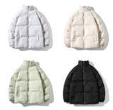 Parkas Thicken Warm Coat Stand Collar Jackets Solid Color Winter Fashion New Streetwear