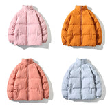 Parkas Thicken Warm Coat Stand Collar Jackets Solid Color Winter Fashion New Streetwear