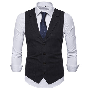 Men's Suit Vest Slim Fit Thin Plaid Men Waistcoat