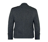 Scottish Charcoal Grey Tweed Wool Argyle Jacket - Classic Kilt Jacket for Men