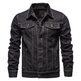 Denim Jacket Men Casual Solid Color Lapel Single Breasted Jeans Jacket