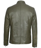 Men's Green Cafe Racer Real Leather Jacket