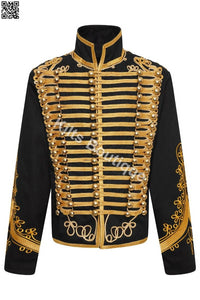 Men's Adam Luxe Military Drummer Black Hussar Napoleon Jacket
