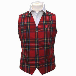 Royal Stewart Scottish Men Traditional Tartan Waistcoat