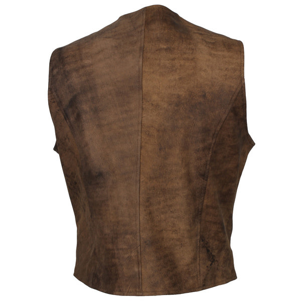 Men's Genuine Brown  Distressed Biker Leather Vest Motorcycle waistcoat