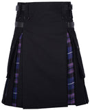 Men's Premium Quality Utility Hybrid Kilt- Black Cotton and Pride of Scotland Tartan kilt
