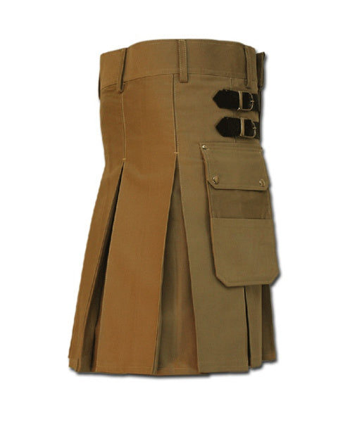 Gothic Fashion Utility Kilt Brown Steam Punk Kilts For Men
