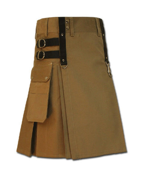Gothic Fashion Utility Kilt Brown Steam Punk Kilts For Men