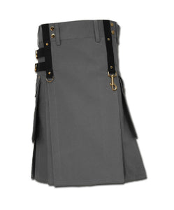 Gothic Fashion Utility Kilt Grey Steam Punk Kilts For Men