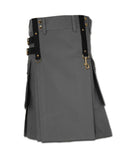 Gothic Fashion Utility Kilt Grey Steam Punk Kilts For Men