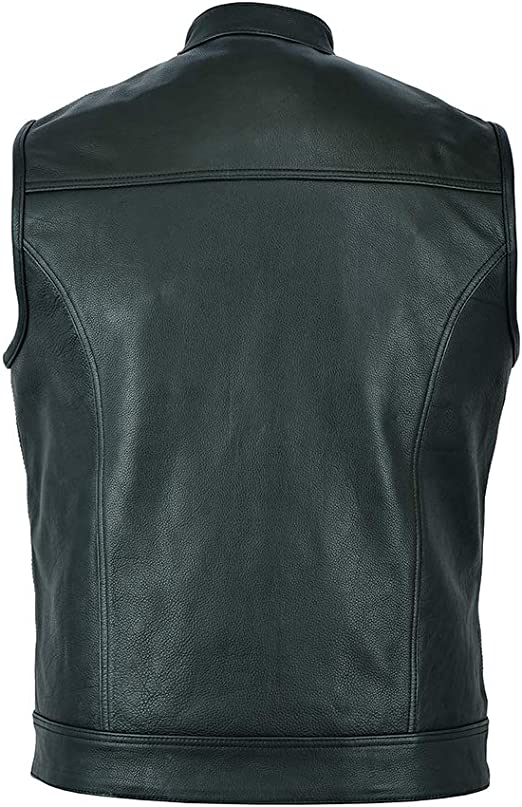 Men's Motorcycle Leather Waistcoat Vest