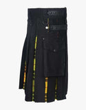 Men's Premium quality Black cotton & MacLeod of Lewis Tartan Hybrid Kilt