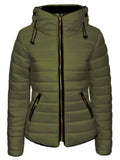 Women's Quilted Padded Puffer Jacket Ladies Bubble  Hoody Coat