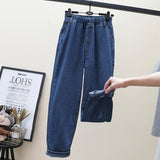 Women Casual Jeans Spring Autumn Loose Jean Pants Wide Leg Cropped Pants 