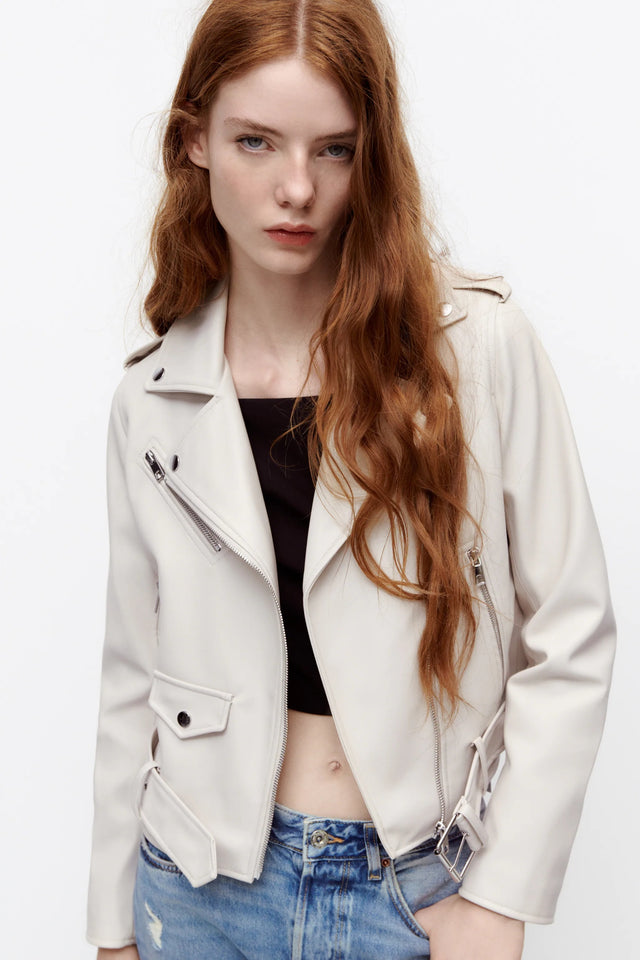  Spring fall Women faux leather Jacket Women biker jacket