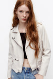  Spring fall Women faux leather Jacket Women biker jacket