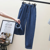 Women Casual Jeans Spring Autumn Loose Jean Pants Wide Leg Cropped Pants 