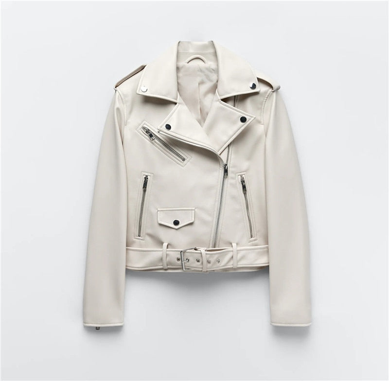  Spring fall Women faux leather Jacket Women biker jacket
