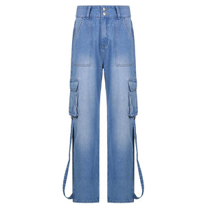 Jeans Women Vintage Cargo Denim Trousers