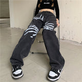 High Waist Women Jeans Hip Hop Black 