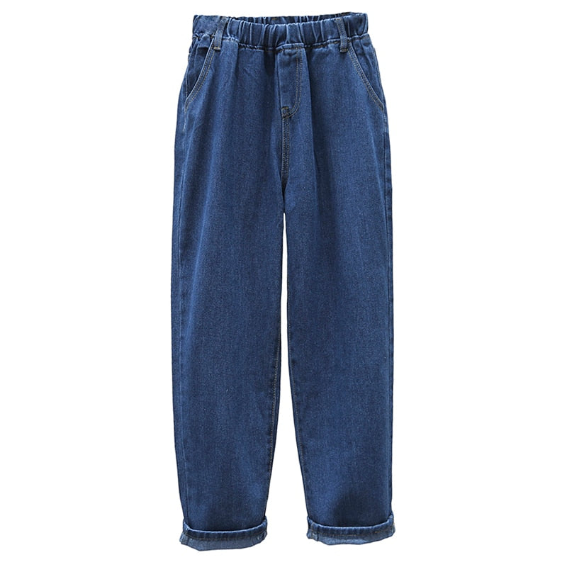 Women Casual Jeans Spring Autumn Loose Jean Pants Wide Leg Cropped Pants 
