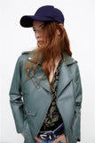  Spring fall Women faux leather Jacket Women biker jacket