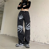 High Waist Women Jeans Hip Hop Black 
