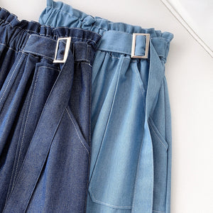 Denim Skirt Women High Waist Midi Jean Skirt Summer Clothing Skirts