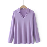 Solid Casual Long Sleeve T-shirts