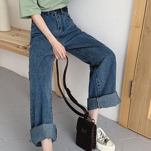 Fashions Grab Casual High Waist Loose Women Denim Jeans