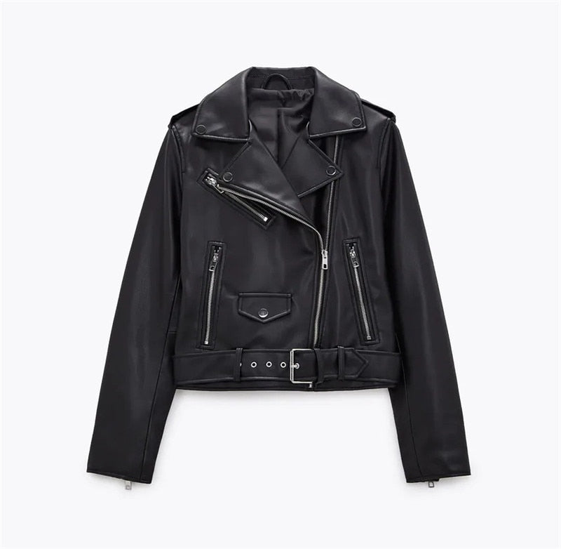  Spring fall Women faux leather Jacket Women biker jacket