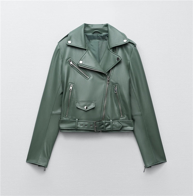  Spring fall Women faux leather Jacket Women biker jacket