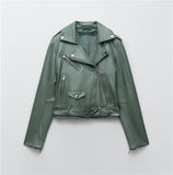  Spring fall Women faux leather Jacket Women biker jacket