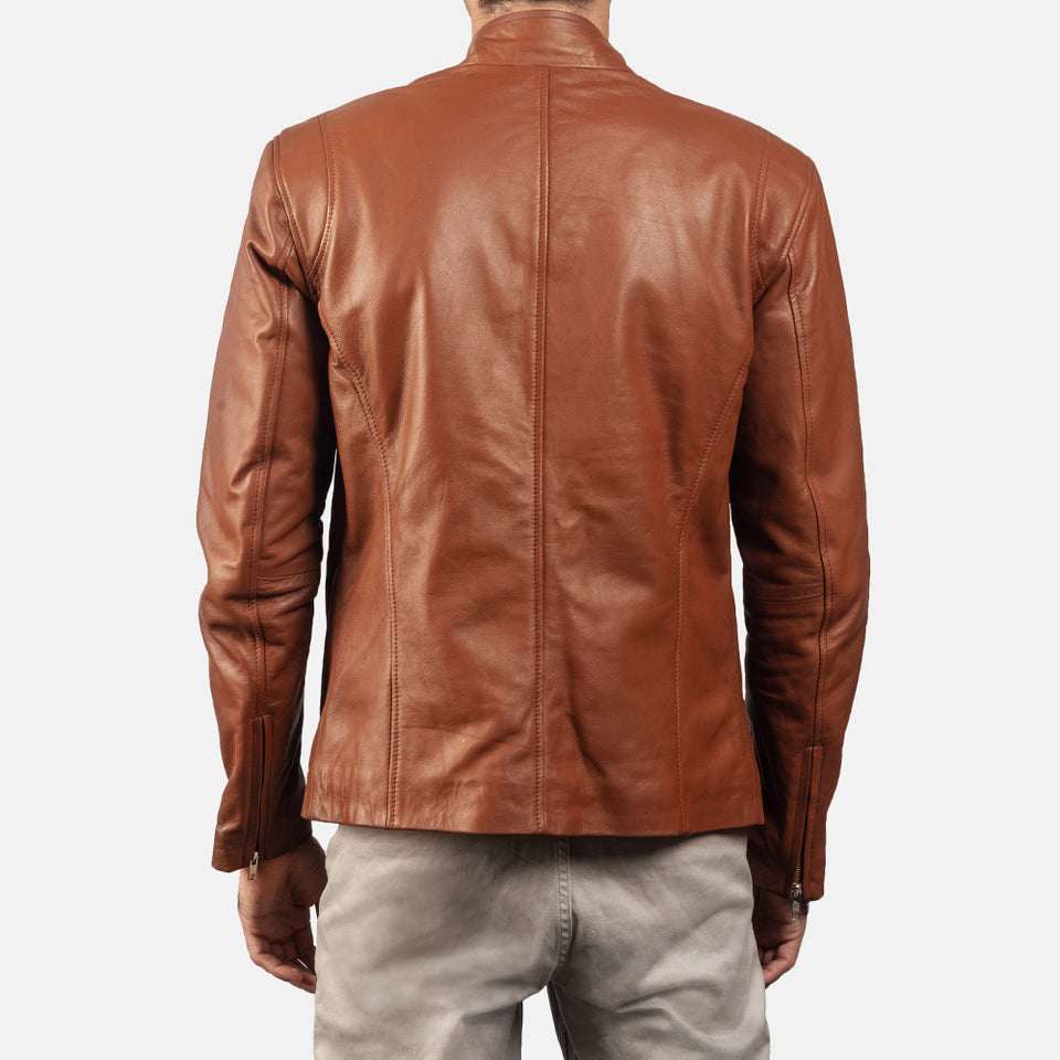  Real Brown Leather Fashion Jacket