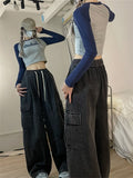 Blue  Jeans Women Oversized Baggy Denim Pants Hip Hop Street wear Wide Leg Trousers