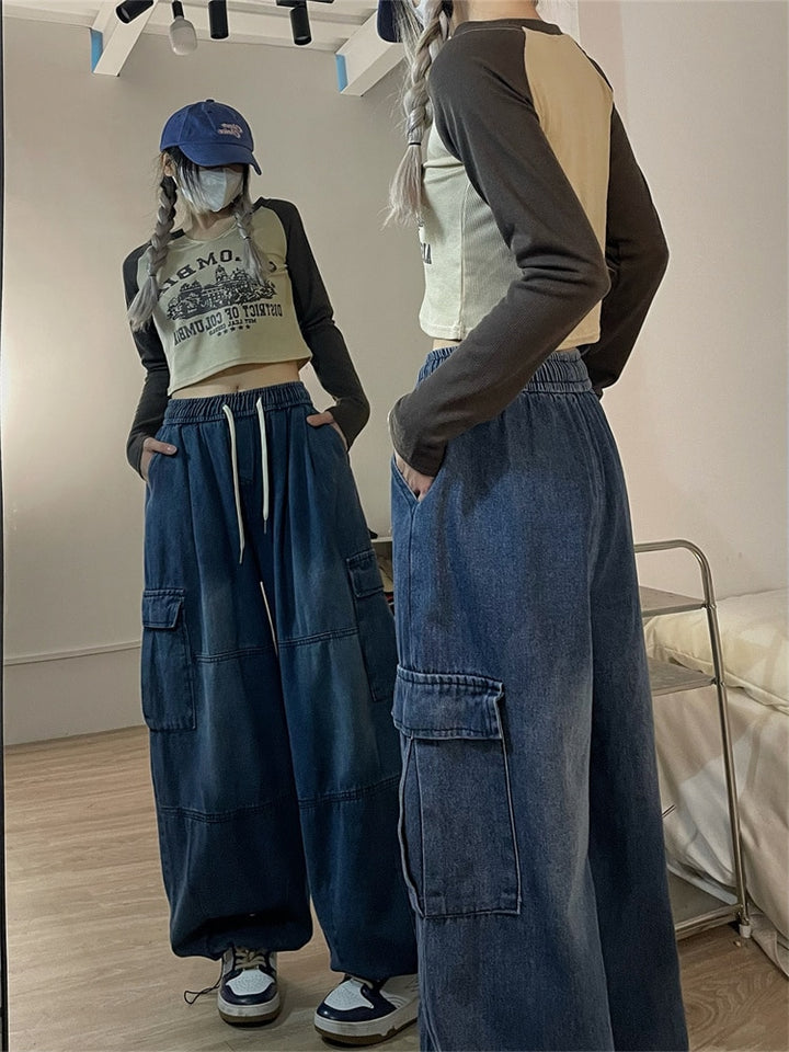 Blue  Jeans Women Oversized Baggy Denim Pants Hip Hop Street wear Wide Leg Trousers