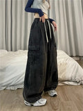 Blue  Jeans Women Oversized Baggy Denim Pants Hip Hop Street wear Wide Leg Trousers