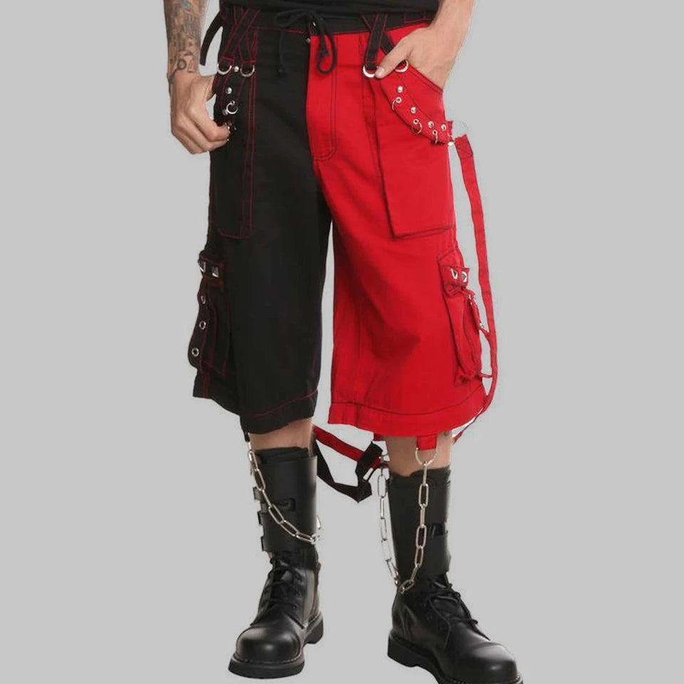 Brand New Mens BONDAGE TROUSER PUNK ROCK TRANSFORMER PURPLE BAGGY PANT & SHORT
