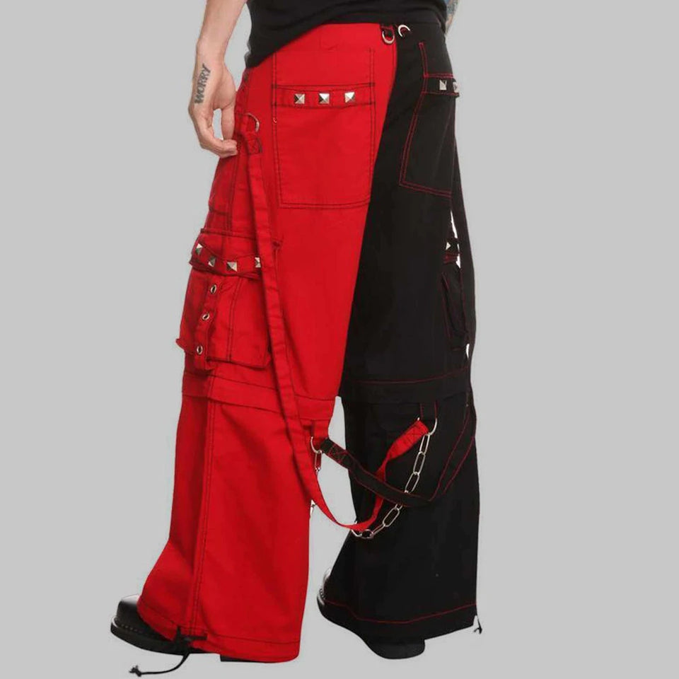 Brand New Mens BONDAGE TROUSER PUNK ROCK TRANSFORMER PURPLE BAGGY PANT & SHORT