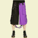 Brand New Mens BONDAGE TROUSER PUNK ROCK TRANSFORMER PURPLE BAGGY PANT & SHORT