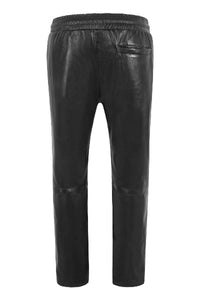Women Casual Black Trousers sheep skin Leather Elasticated Relax Fit trouser 