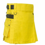 Ladies Utility Kilt Skirt Highland Women Yellow 100% Cotton kilt 18" Drop length