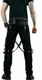 Gothic Straps Zipper Trousers Punk Rock Studs Metal Chain Mens Pant