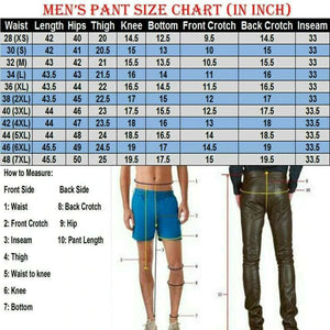 Classic Rise Waist Black Leather Pants for Men