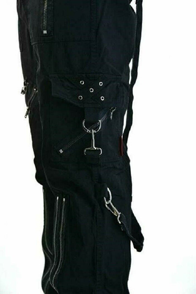Gothic Straps Zipper Trousers Punk Rock Studs Metal Chain Mens Pant
