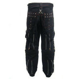 Metal Eyelet Mens Studded Chains Zips Red Stitching Baggy Skater Pants Trousers
